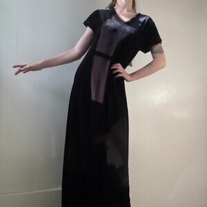 Vintage Walter Petites Velvet Maxi Dress Medium Y2K 90s Witchy